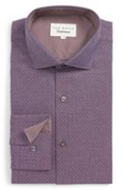 Men's Ted Baker London Nudee Trim Fit Dot Dress Shirt - 32/33 - Red