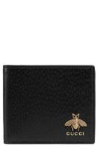 Men's Gucci Metallic Bee Leather Wallet - Black