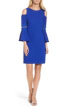 Women's Eliza J Lace Applique Crepe Cold Shoulder Dress - Blue