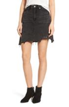 Women's Blanknyc High Rise Asymmetrical Denim Miniskirt - Black