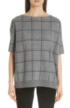 Women's Lafayette 148 New York Chain Embellished Oversize Jacquard Sweater - Grey