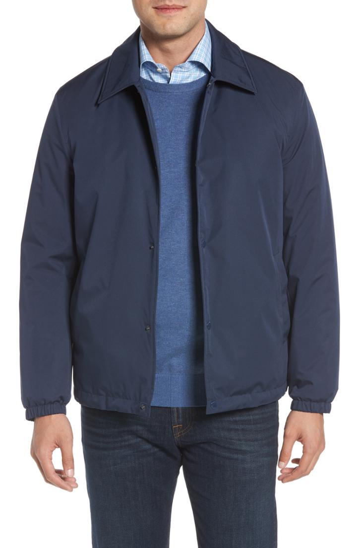 Men's Cole Haan Signature Faux Shearling Lined Jacket, Size - Blue