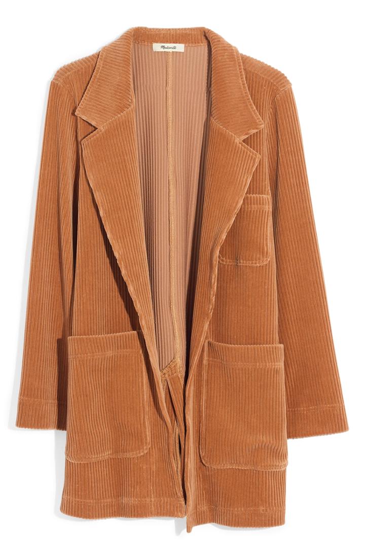 Women's Madewell Texture & Thread Velour Corduroy Blazer - Beige