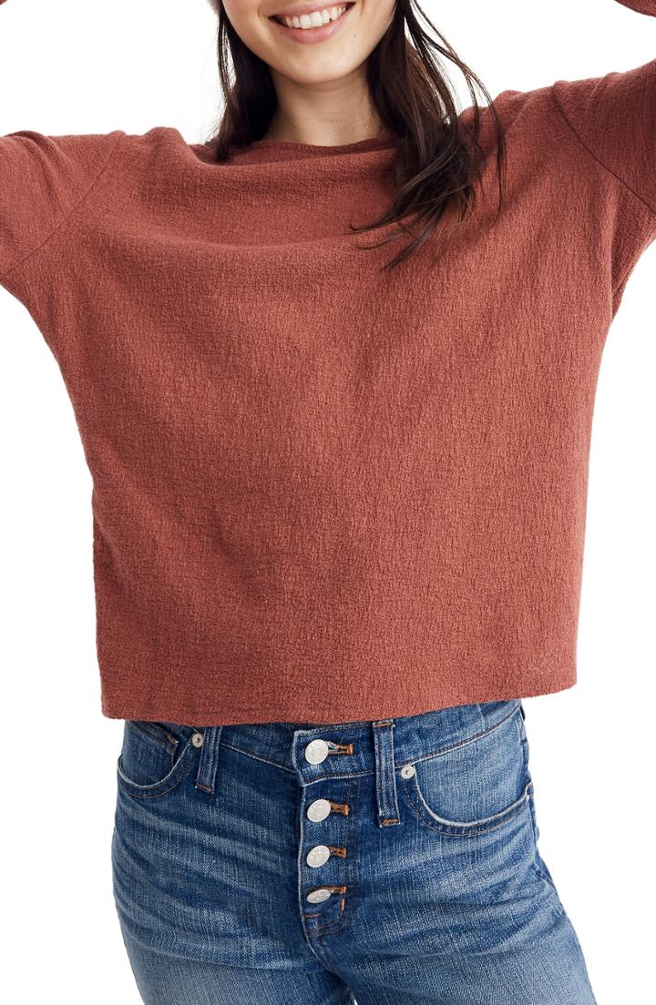 Women's Madewell Texture & Thread Ruffle Cuff Top, Size - Pink
