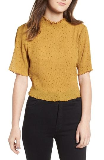 Women's Crinkle Crop Top - Yellow