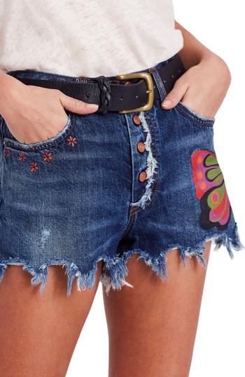 Women's Free People Fields Of Sun Denim Shorts - Blue