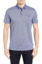 Men's Ted Baker London Cocoa Contrast Collar Stripe Polo (m) - Blue