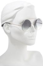 Women's Fendi 56mm Semi Rimless Round Aviator Sunglasses - Blue