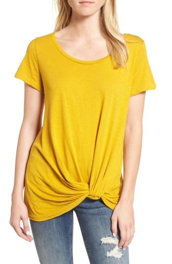 Women's Bp. Twist Front Tee, Size - Yellow