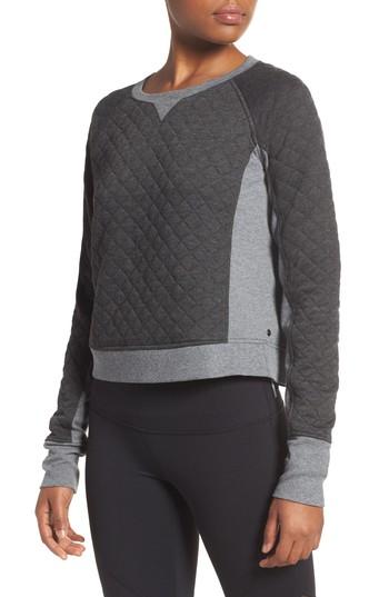 Women's Zella Bella Quilted Crop Pullover - Grey