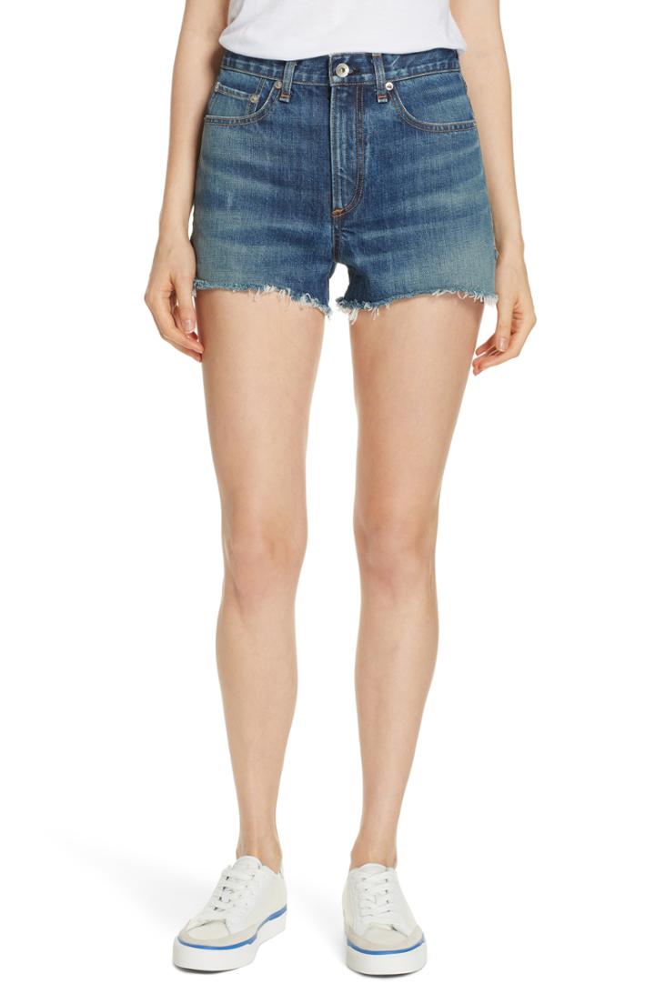 Women's Rag & Bone Justine High Waist Cutoff Shorts - Blue
