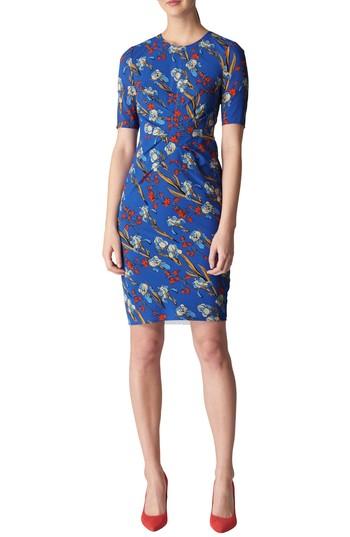 Women's Whistles Phoebe Iris Print Stretch Silk Body-con Dress Us / 4 Uk - Blue