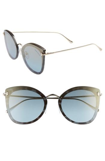 Women's Tom Ford Charolette 62mm Oversize Butterfly Sunglasses - Light Blue/ Pale Gold/ Gold
