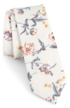 Men's 1901 Nunley Floral Cotton Skinny Tie, Size - White