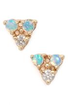 Women's Wwake Triangle Opal & Diamond Earrings