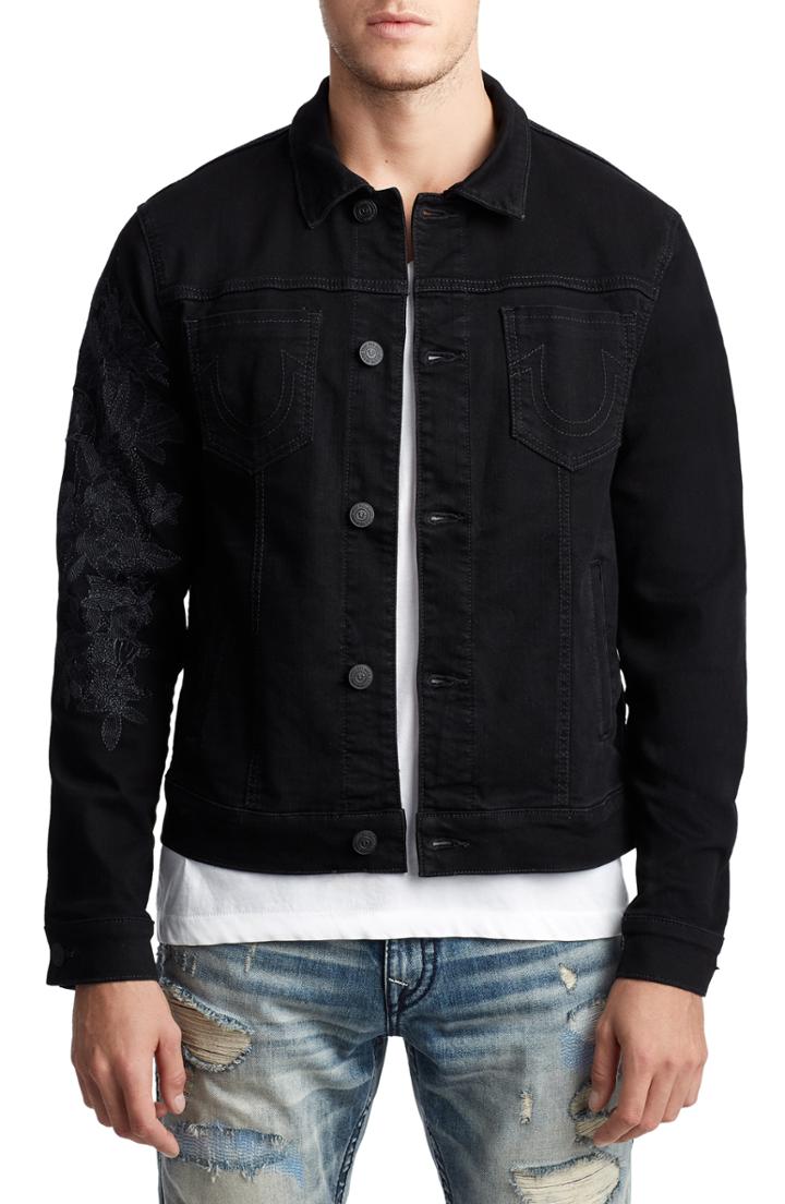 Men's True Religion Brand Jeans Dylan Denim Jacket, Size - Black