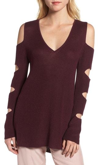 Women's 1.state Cutout Sweater - Burgundy