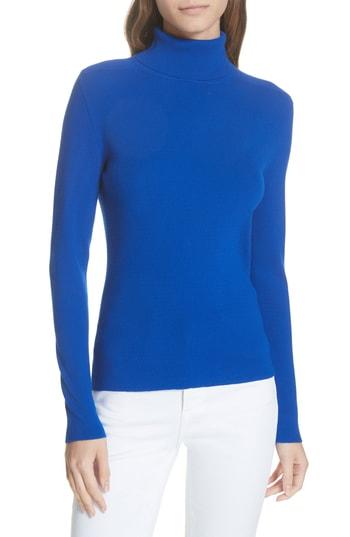 Women's Tory Burch Roland Rib Knit Turtleneck Sweater - Blue