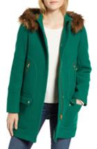 Women's J.crew Chateau Stadium Cloth Parka With Faux Fur Trim (similar To 16w) - Red
