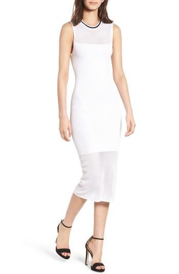Women's Kendall + Kylie Stripe Mesh Midi Dress - White