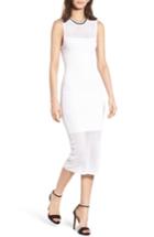 Women's Kendall + Kylie Stripe Mesh Midi Dress - White