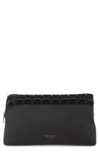 Ted Baker London Aillie Ruffle Faux Leather Cosmetics Bag, Size - Black