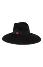 Women's Gucci Fur Felt Wide Brim Hat - Black