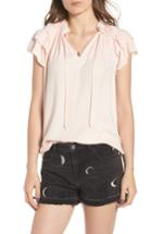 Women's Scotch & Soda V-neck Ruffle Sleeve Top - Pink