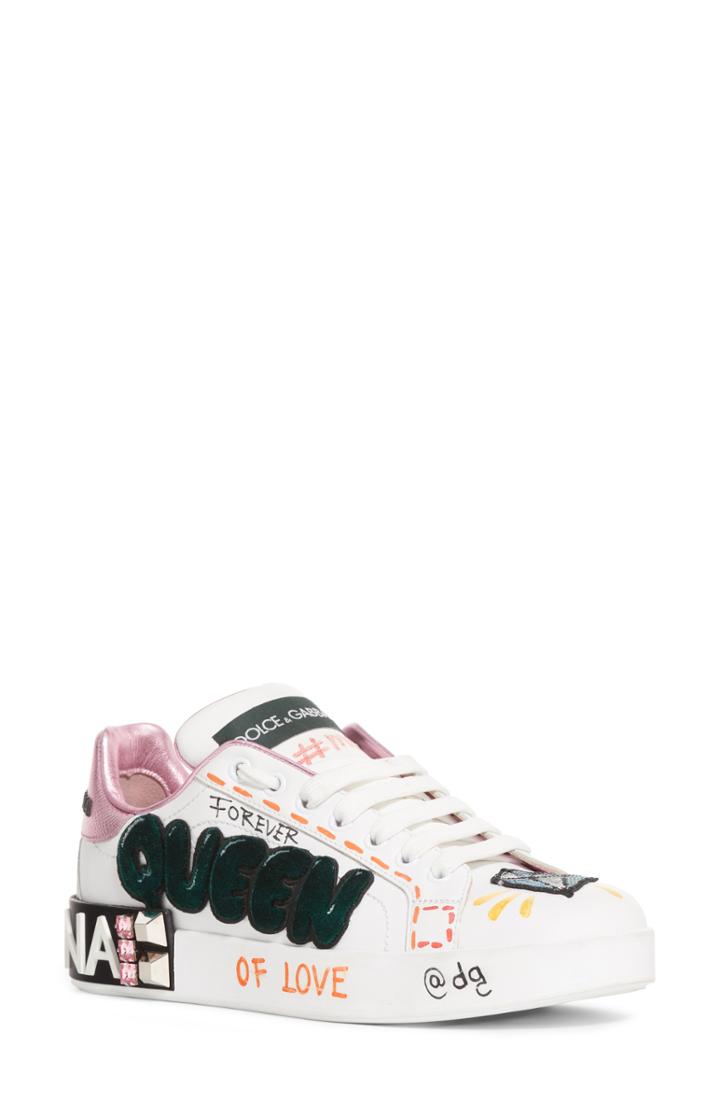 Women's Dolce & Gabbana Queen Graffiti Lace-up Sneaker Us / 36.5eu - White