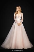 Women's Hayley Paige Winnie Long Sleeve Lace & Tulle Ballgown, Size - Ivory