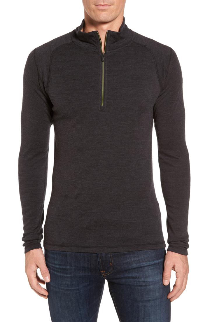 Men's Smartwool Merino 250 Base Layer Quarter Zip Pullover, Size - Grey