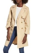 Women's Bp. Double Breasted Belted Trench Coat, Size - Beige