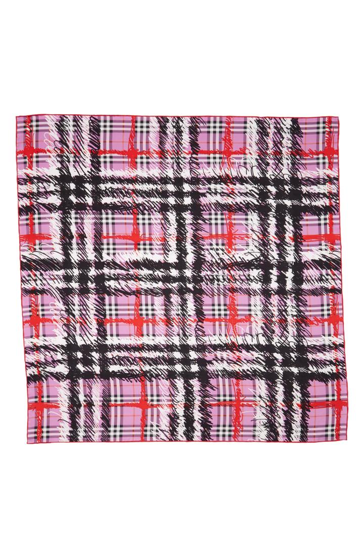 Women's Burberry Scribble Vintage Check Silk Square Scarf