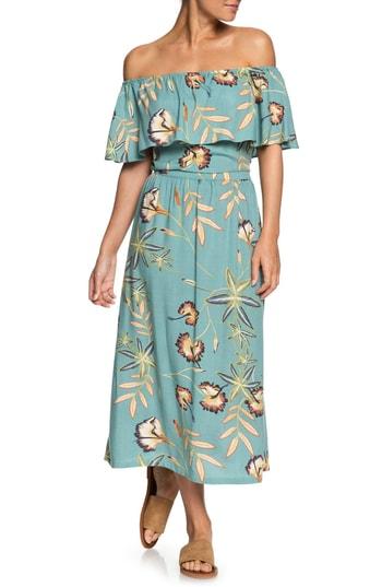 Women's Roxy Technicolor Sky Off The Shoulder Dress - Green
