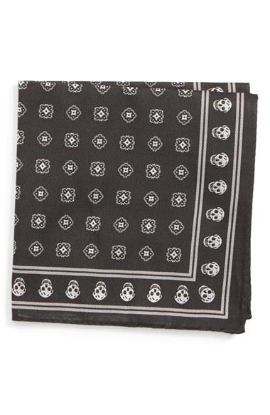 Men's Alexander Mcqueen Medallion Skull Silk Pocket Square