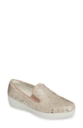 Women's Fitflop(tm) Superskate Sequin Slip-on Sneaker .5 M - Beige