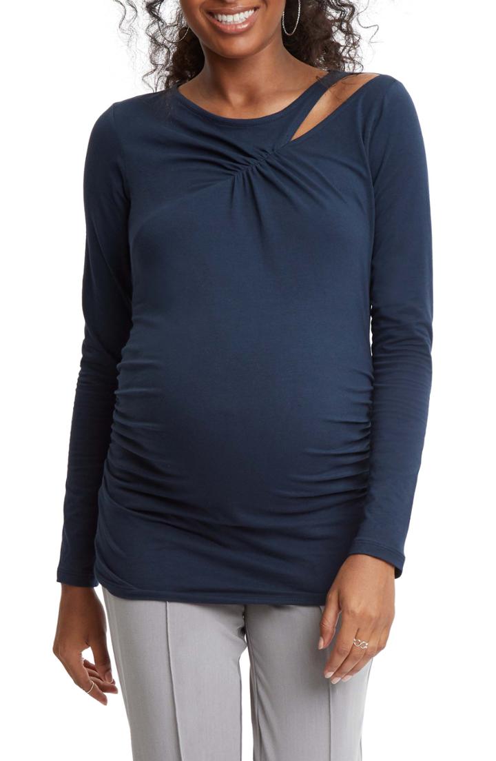 Women's Stowaway Collection Cutout Maternity Tee - Blue