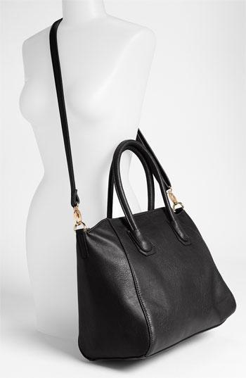 Street Level Faux Leather Satchel Black