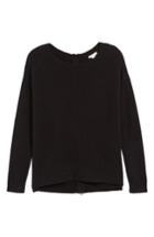Women's Caslon Back Zip High/low Sweater, Size - Black
