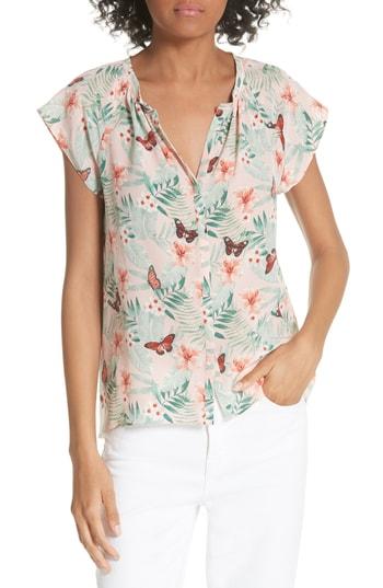 Women's Joie Racel Butterfly Split Neck Silk Top - Pink