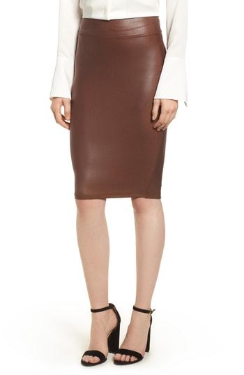 Women's Spanx Faux Leather Pencil Skirt - Brown