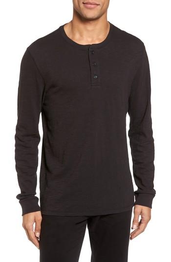 Men's Vince Long Sleeve Slub Henley - Black