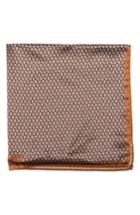 Men's Robert Talbott Geometric Silk Pocket Square, Size - Brown