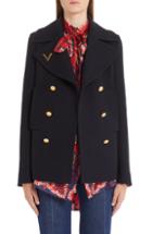 Women's Valentino V-detail Double Face Wool Peacoat - Blue
