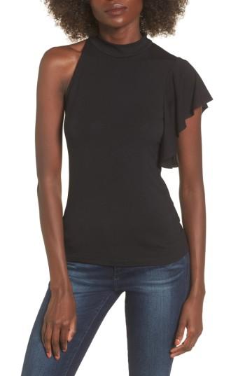 Women's Soprano One-shoulder Ruffle Top - Black