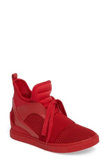 Women's Steve Madden Lexie Wedge Sneaker .5 M - Red