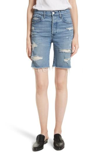 Women's 3x1 Nyc W3 Ryder Ripped Denim Shorts - Blue