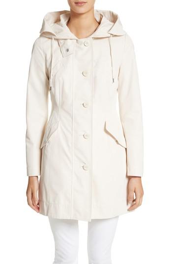Women's Moncler Audrey Water Resistant Hooded Raincoat - Ivory