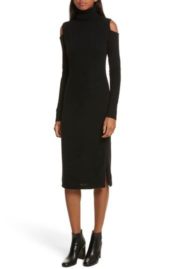 Women's Autumn Cashmere Cashmere Cold Shoulder Turtleneck Sweater Dress