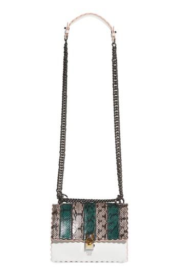 Fendi Mini Kan Scallop Genuine Snakeskin & Leather Shoulder Bag -